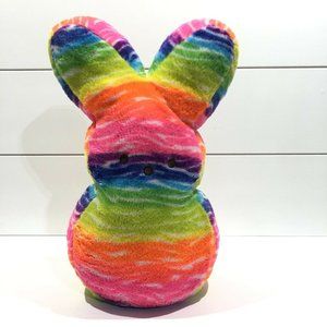 Easter Peeps Rainbow Bunny Rabbit Plush 16” Oversized Stuffed Animal Tie Dye